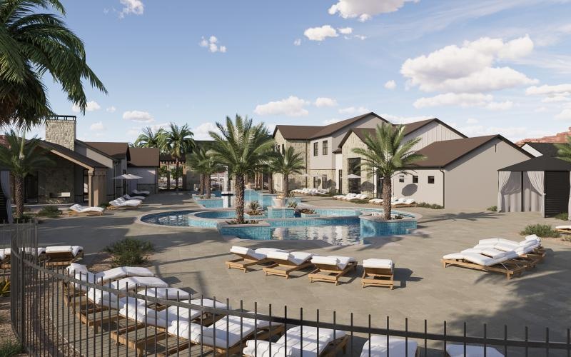 a swimming pool in a neighborhood